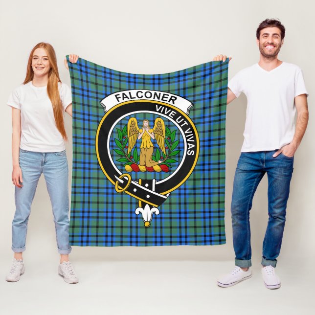 Clan Falconer Tartan Plaid Fleece Blanket (In Situ)