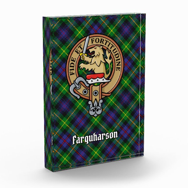 Clan Farquharson Crest over Tartan Acrylic Award (Left)