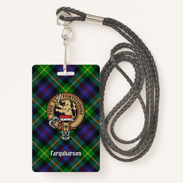 Clan Farquharson Crest over Tartan Badge (Front with Lanyard)
