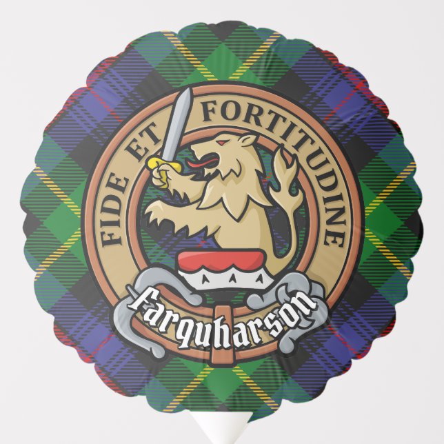 Clan Farquharson Crest over Tartan Balloon (Front)