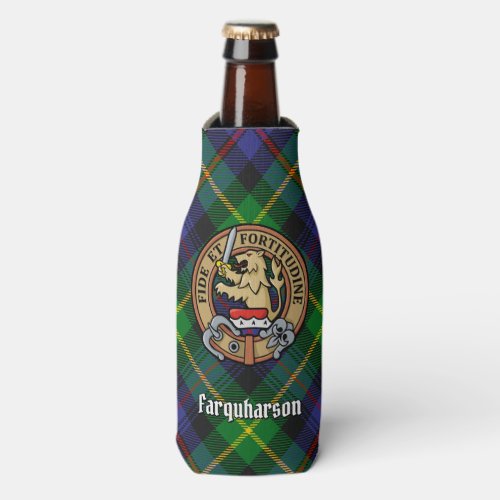 Clan Farquharson Crest over Tartan Bottle Cooler