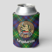 Clan Farquharson Crest over Tartan Can Cooler
