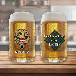 Clan Farquharson Crest over Tartan Can Glass