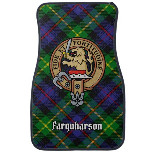 Clan Farquharson Crest over Tartan Car Floor Mat