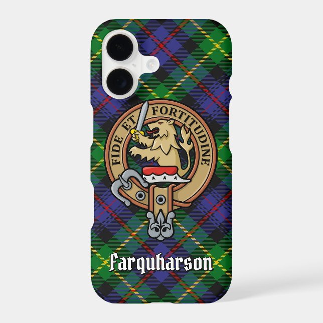 Clan Farquharson Crest over Tartan Case-Mate iPhone Case (Back)