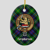 Clan Farquharson Crest over Tartan Ceramic Ornament