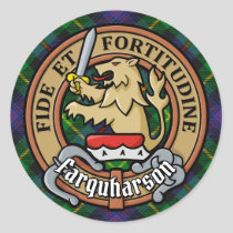 Clan Farquharson Crest over Tartan Classic Round Sticker