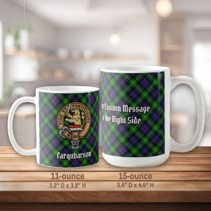 Clan Farquharson Crest over Tartan Coffee Mug