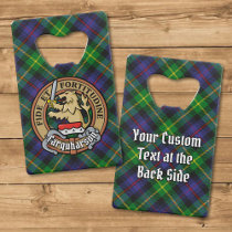 Clan Farquharson Crest over Tartan Credit Card Bottle Opener