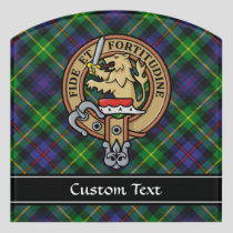 Clan Farquharson Crest over Tartan Door Sign
