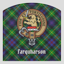Clan Farquharson Crest over Tartan Door Sign