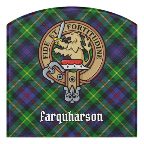 Clan Farquharson Crest over Tartan Door Sign