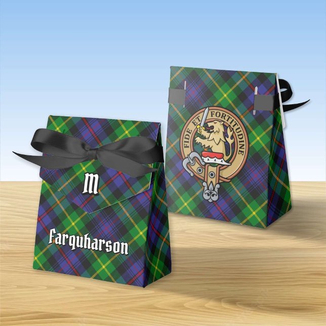 Clan Farquharson Crest over Tartan Favor Boxes (Creator Uploaded)