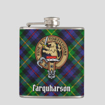 Clan Farquharson Crest over Tartan Flask