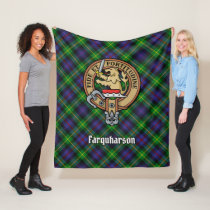 Clan Farquharson Crest over Tartan Fleece Blanket