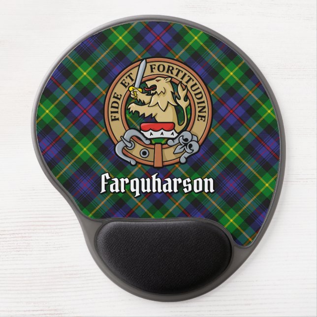 Clan Farquharson Crest over Tartan Gel Mouse Pad (Front)