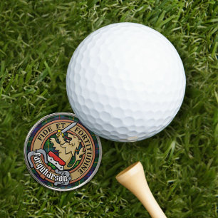 Clan Farquharson Crest over Tartan Golf Ball Marker