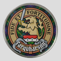 Clan Farquharson Crest over Tartan Golf Ball Marker