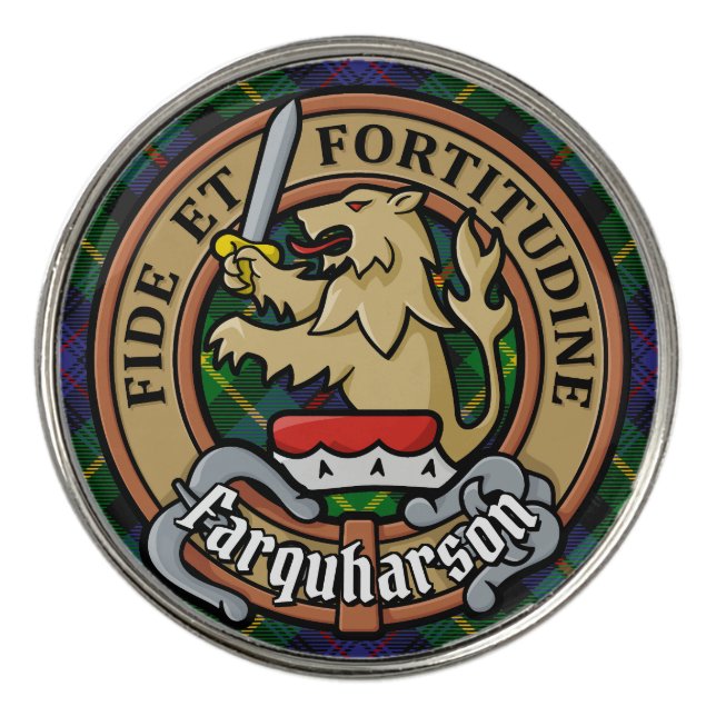 Clan Farquharson Crest over Tartan Golf Ball Marker (Front)