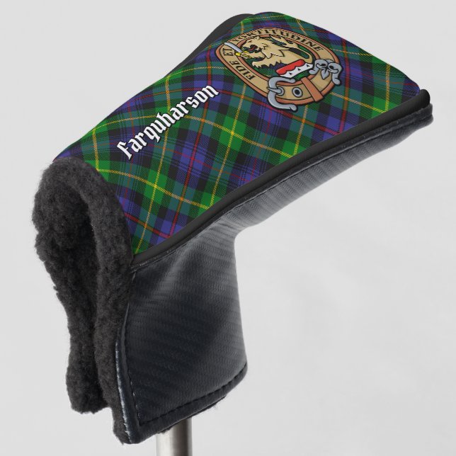 Clan Farquharson Crest over Tartan Golf Head Cover (3/4 Front)
