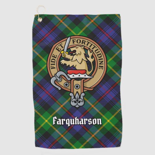 Clan Farquharson Crest over Tartan Golf Towel