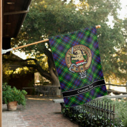 Clan Farquharson Crest over Tartan House Flag