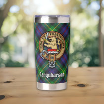 Clan Farquharson Crest over Tartan Insulated Tumbler