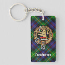 Clan Farquharson Crest over Tartan Keychain
