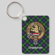 Clan Farquharson Crest over Tartan Keychain