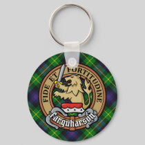 Clan Farquharson Crest over Tartan Keychain