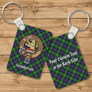 Clan Farquharson Crest over Tartan Keychain