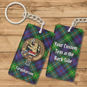 Clan Farquharson Crest over Tartan Keychain