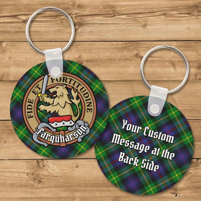 Clan Farquharson Crest over Tartan Keychain (Creator Uploaded)
