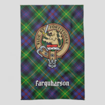 Clan Farquharson Crest over Tartan Kitchen Towel