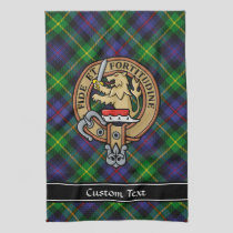 Clan Farquharson Crest over Tartan Kitchen Towel