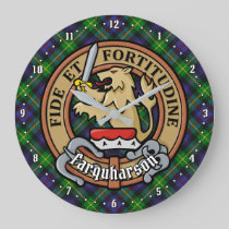Clan Farquharson Crest over Tartan Large Clock
