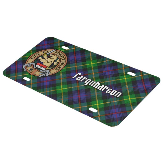 Clan Farquharson Crest over Tartan License Plate (Side)