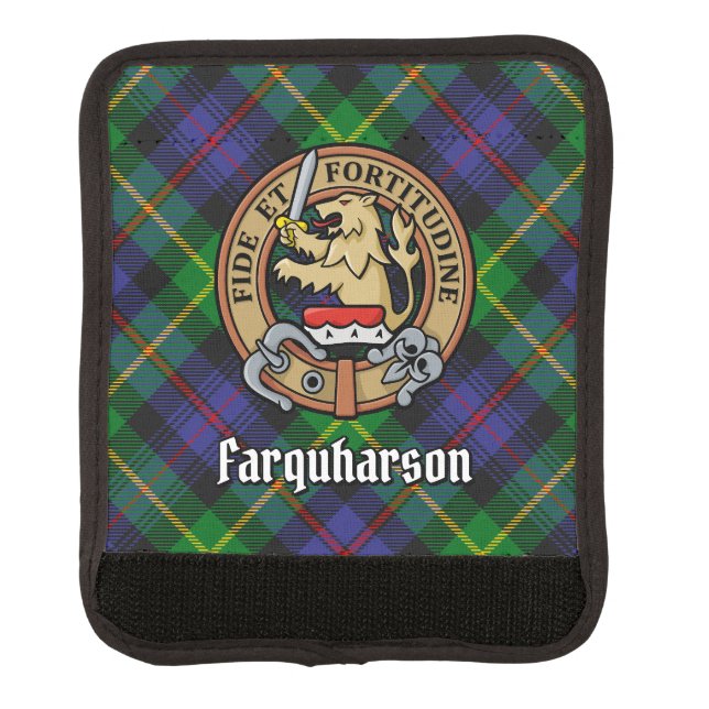 Clan Farquharson Crest over Tartan Luggage Handle Wrap (Front)