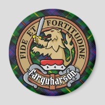 Clan Farquharson Crest over Tartan Magnet