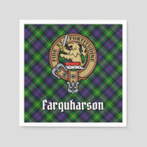 Clan Farquharson Crest over Tartan Napkins