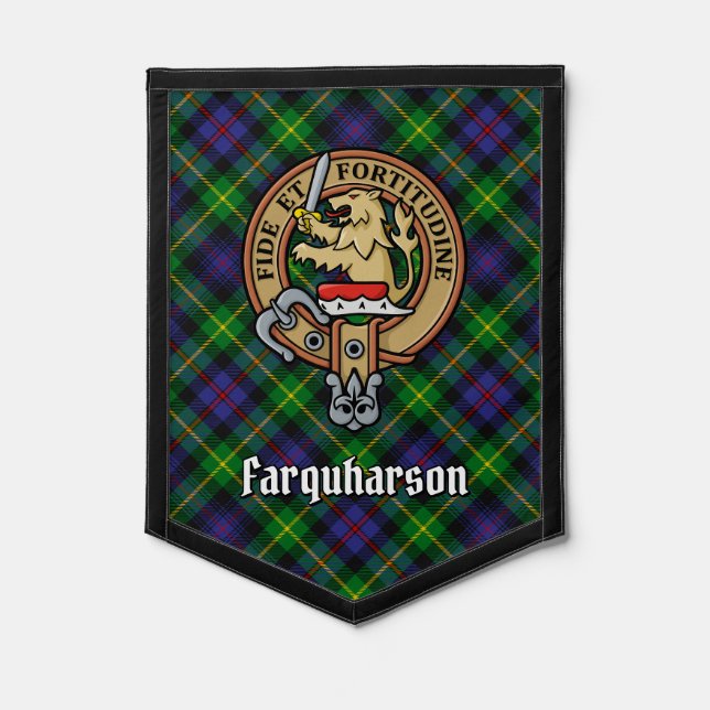 Clan Farquharson Crest over Tartan Pennant (Front)
