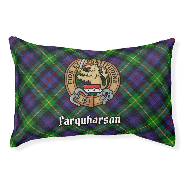 Clan Farquharson Crest over Tartan Pet Bed (Front)