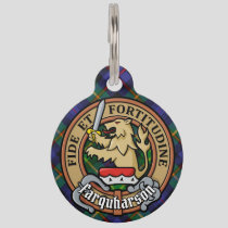 Clan Farquharson Crest over Tartan Pet ID Tag