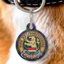 Clan Farquharson Crest over Tartan Pet ID Tag