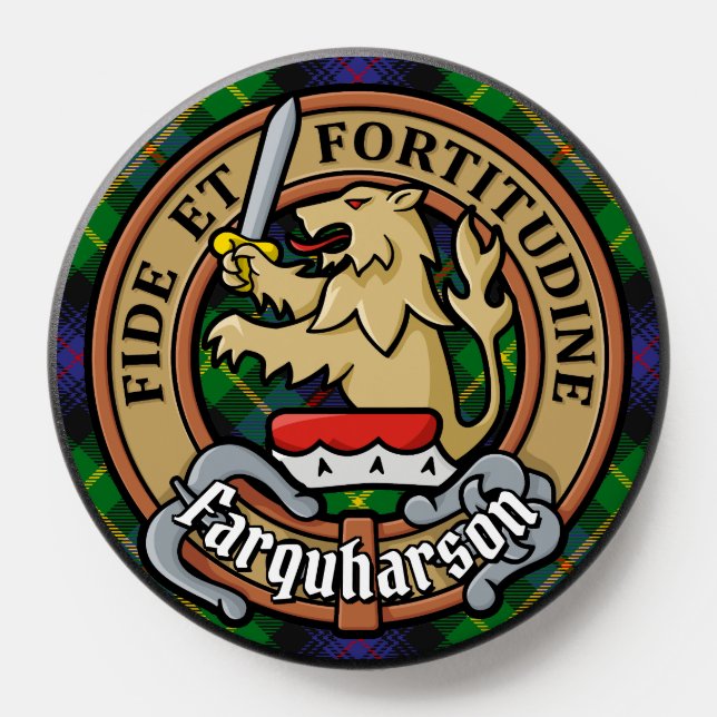 Clan Farquharson Crest over Tartan PopSocket (Popsocket)