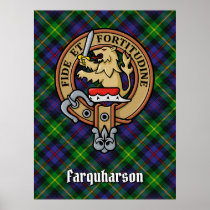 Clan Farquharson Crest over Tartan Poster