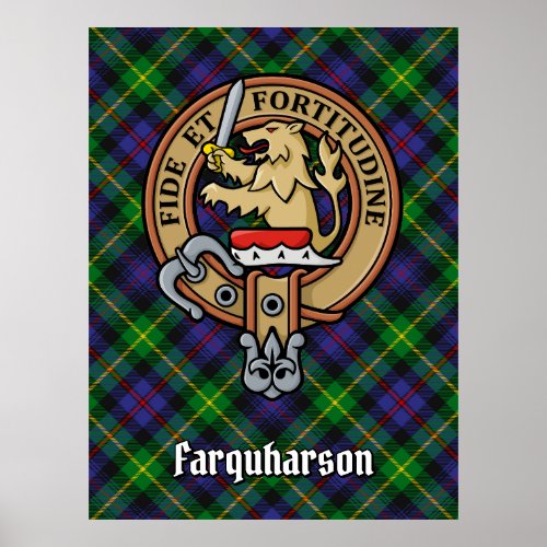 Clan Farquharson Crest over Tartan Poster