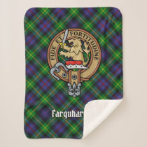 Clan Farquharson Crest over Tartan Sherpa Blanket