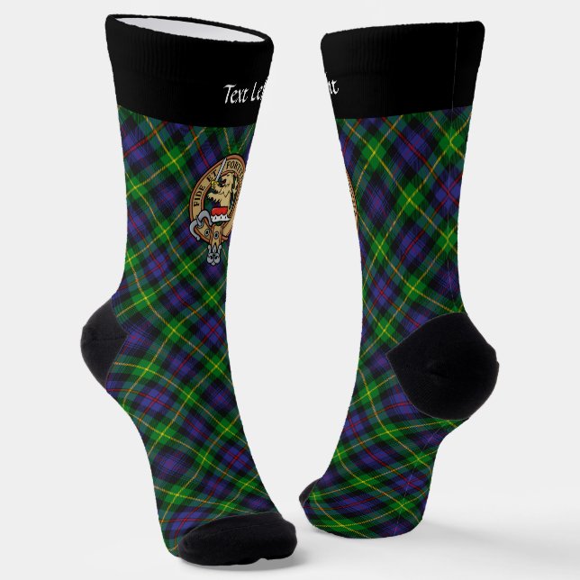 Clan Farquharson Crest over Tartan Socks (Angled)