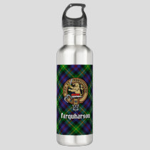 Clan Farquharson Crest over Tartan Stainless Steel Water Bottle